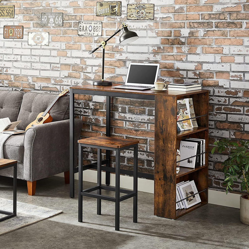 Vasagle : Bar Table With Storage Shelf - Rustic Brown