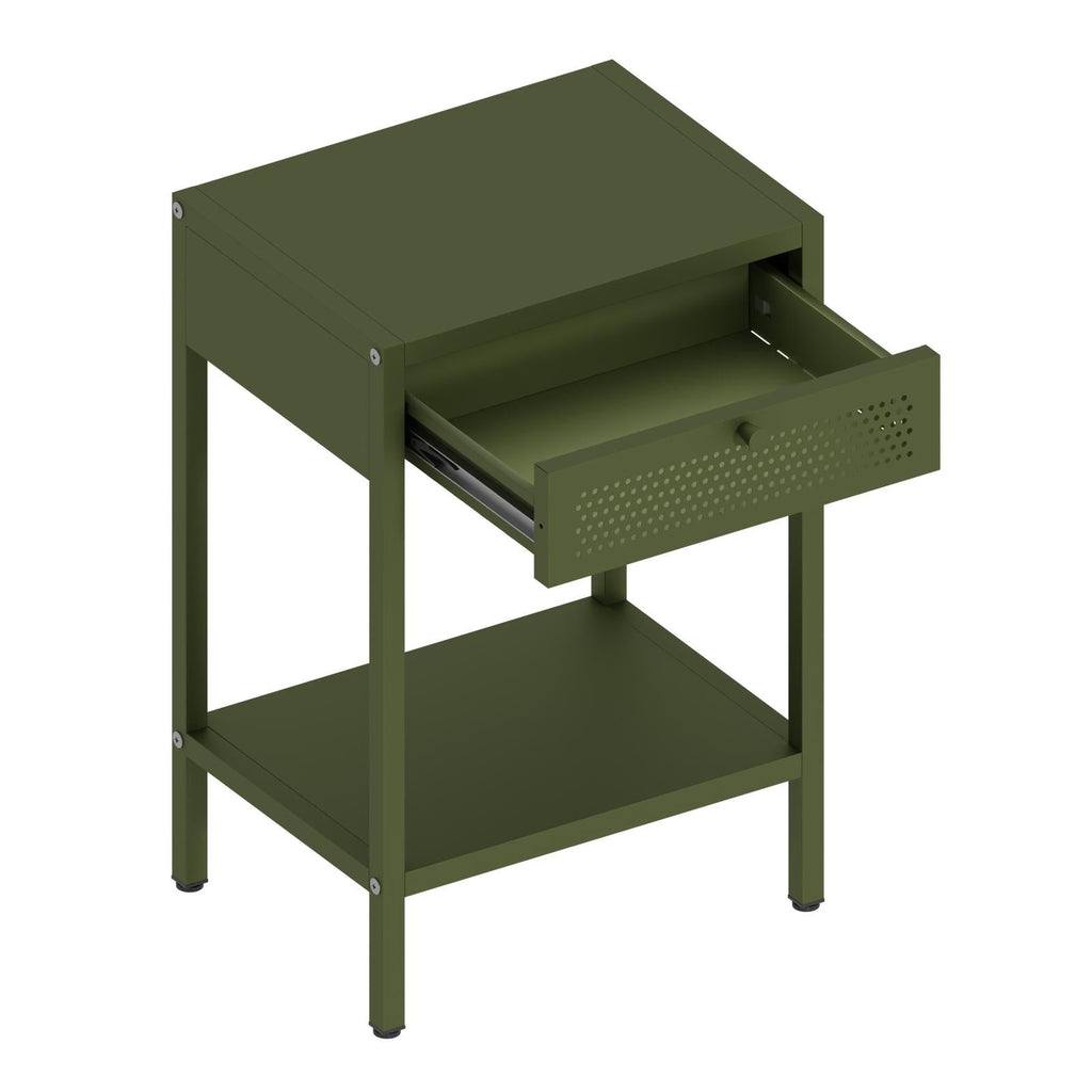 Fraser Country Milan Metal Bedside Cabinet - Olive Green