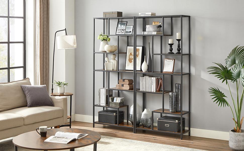 VASAGLE 6-Tier Bookshelf - Rustic Brown