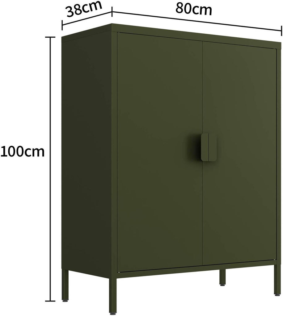 Fraser Country: Milan Metal Storage Cabinet 2 Swing Doors - Olive Green