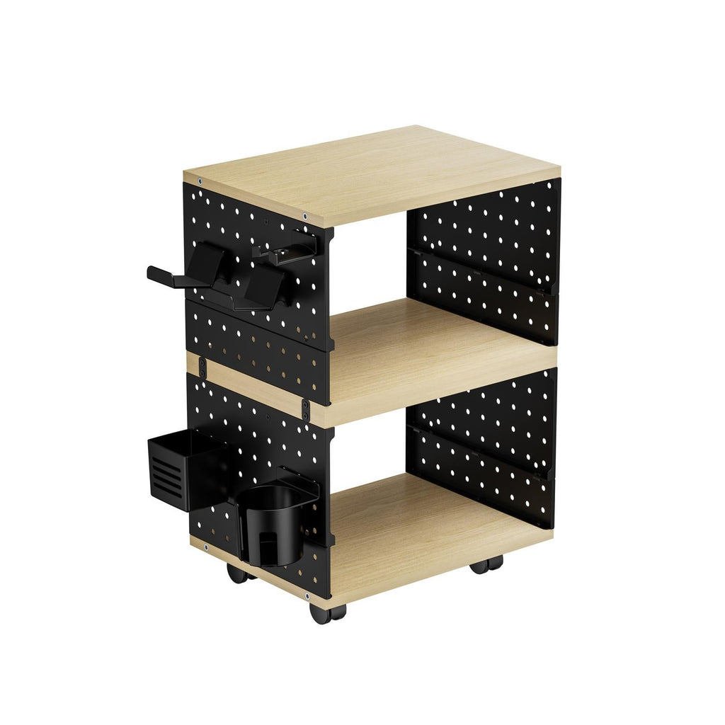 Gorilla Office - Storage Trolley With Pegboards & Accessories (Black - Wood)