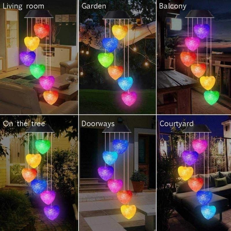 LUMIRO Outdoor Solar Heart Shaped Decorative Wind Chime - White