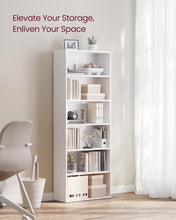 Load image into Gallery viewer, VASAGLE 6-Tier Open Bookcase with Adjustable Storage Shelves - White