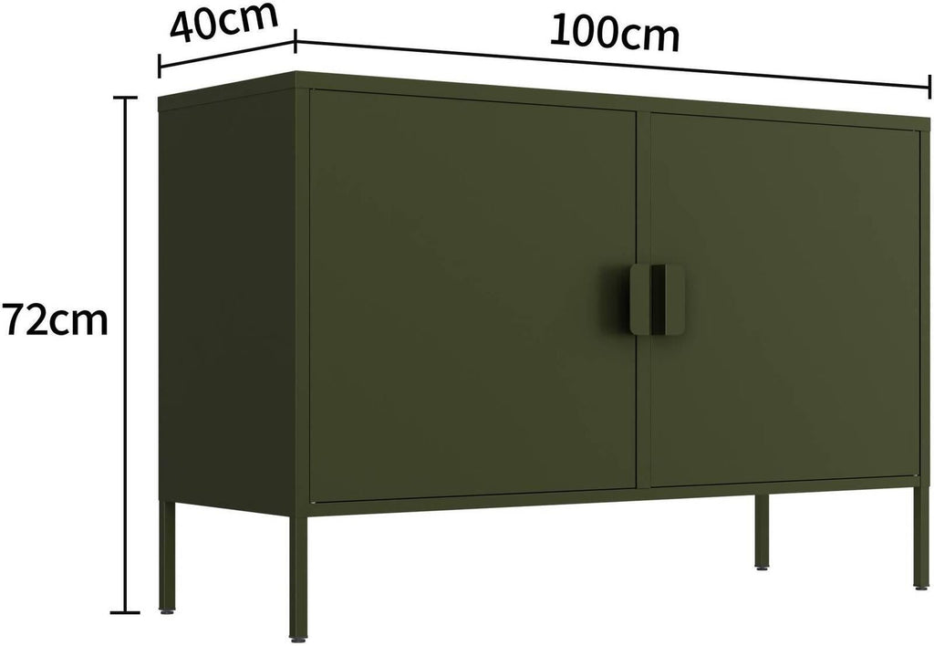 Fraser Country: Milan Metal Lowdown Storage Cabinet - Olive Green