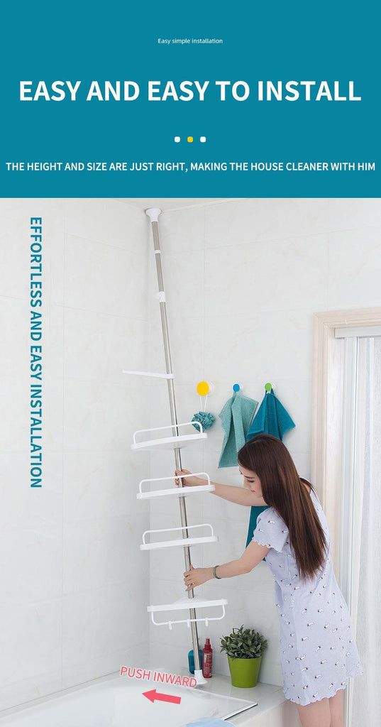 4-Tier Adjustable Telescopic Bathroom Corner Shelf