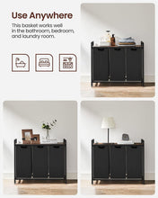 Load image into Gallery viewer, Vasagle 3-Compartment Laundry Hamper with Storage Surface - Rustic Brown