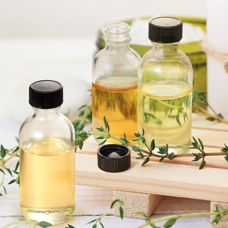 STORFEX 60ml Small Clear Glass Bottles with Lids - 12 Pack