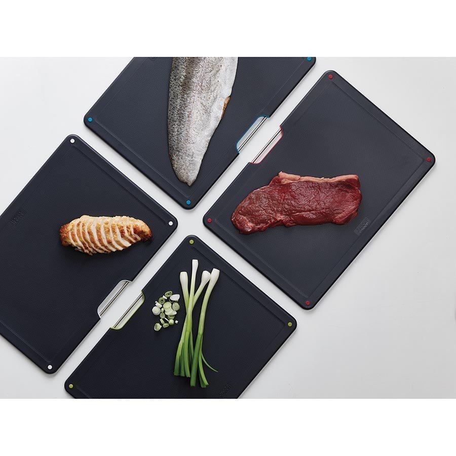 Joseph Joseph: Folio Steel 4 Piece Chopping Board Set - Carbon Black