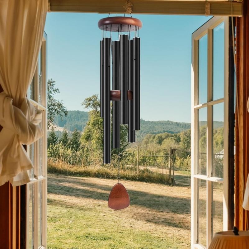GREENHAVEN 37" Large Aluminium Wind Chime - Black