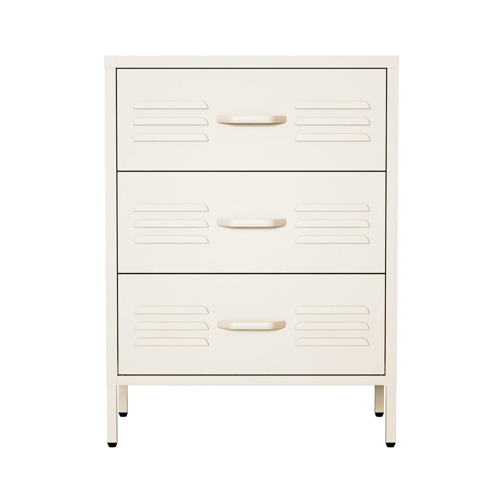 Fraser Country Milan Metal Storage Cabinet with 3 Drawers - Cream