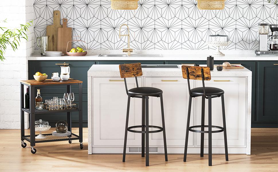 Vasagle Set of 2 Bar Chairs- Rustic Brown