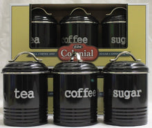 Load image into Gallery viewer, Tea/Sugar/Coffee Canisters - Black (3 Set) - D.Line