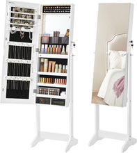 Load image into Gallery viewer, SONGMICS Standing Mirror Jewellery Cabinet - White