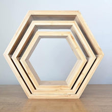 Load image into Gallery viewer, STORFEX Wooden Wall Mounted Hexagonal Floating Shelves