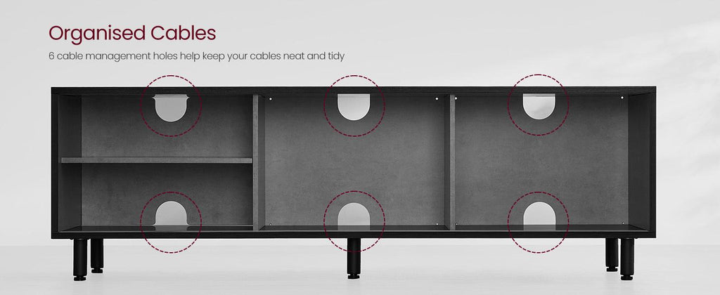 VASAGLE Superfast Toolless 1.40M TV Stand Cabinet - Ebony Black and Concrete Grey