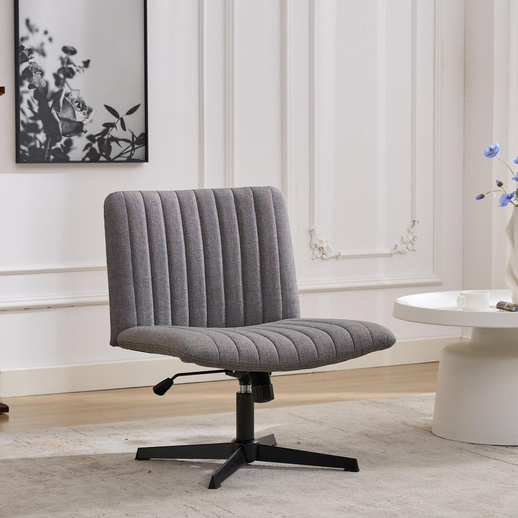 Gorilla Office- Ribbed Faux Linen Office Chair Light Grey