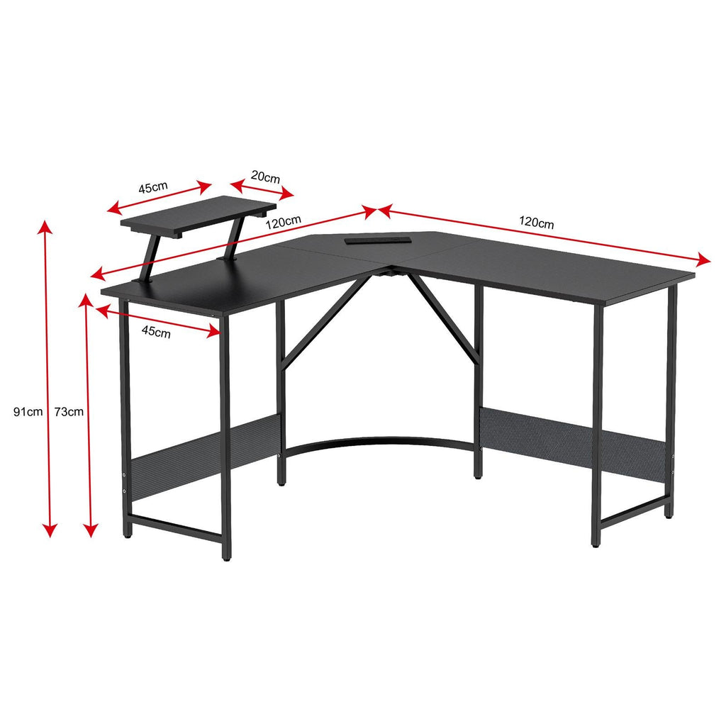 Fraser Country: 1200x450x730mm Corner Desk with USB Outlet