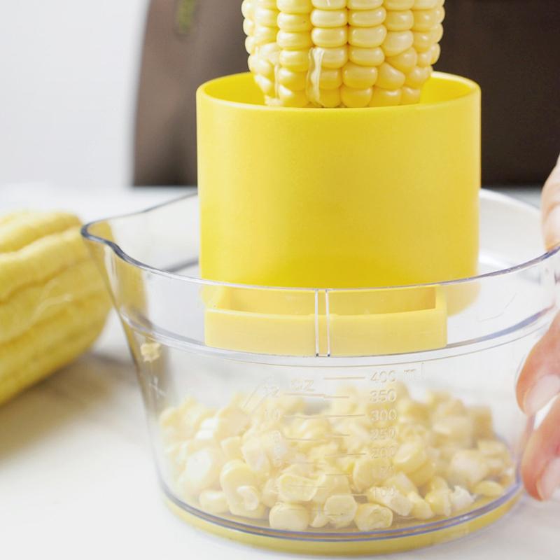 Corn Stripping Tool Corn Cutter & Remover with Built-In Measuring Cup Grater