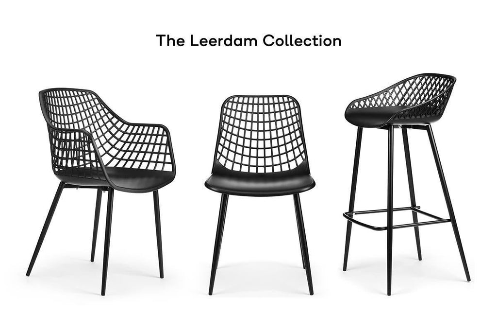 Ovela Set of 2 Leerdam Bar Stools (Black)