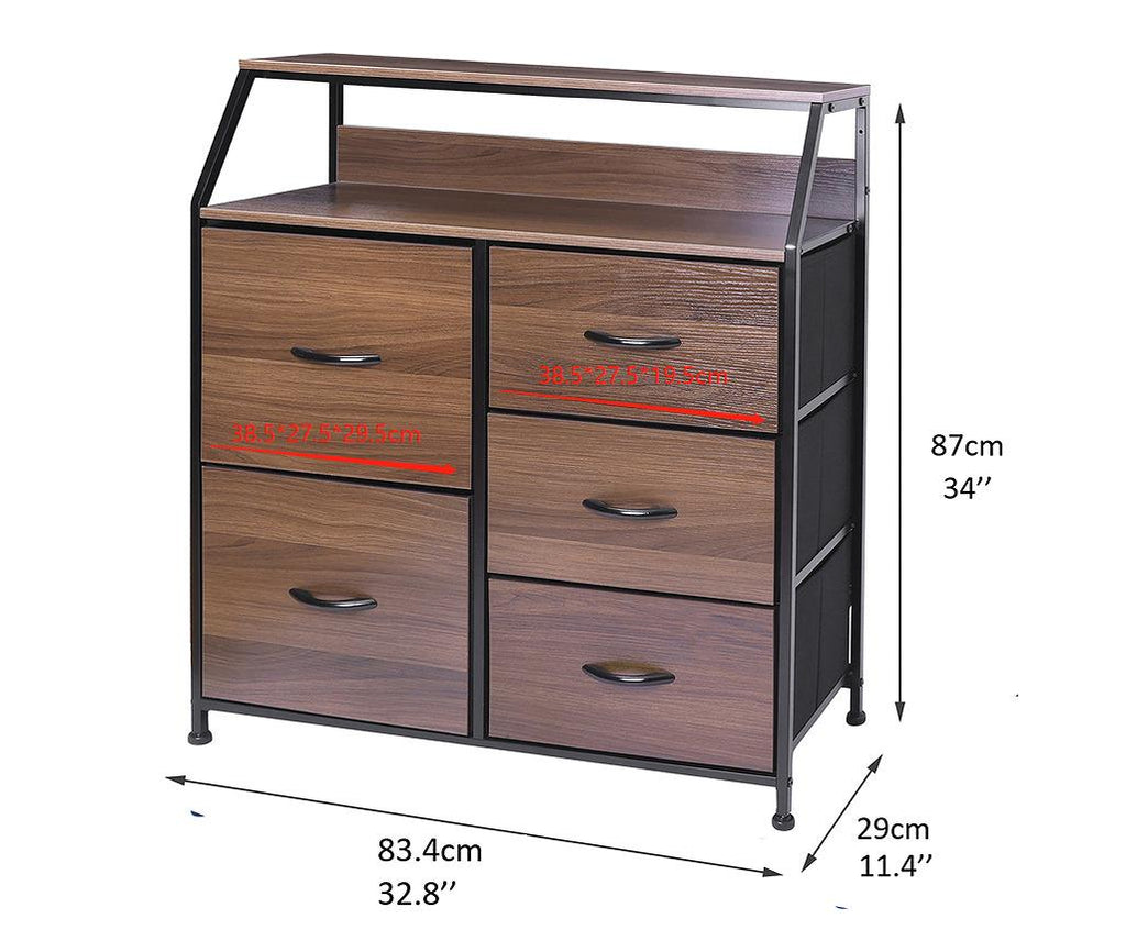 Ovela 5 Large Drawer Storage Chest - Nordic Walnut