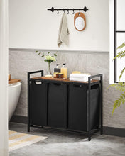 Load image into Gallery viewer, Vasagle 3-Compartment Laundry Hamper with Storage Surface - Rustic Brown