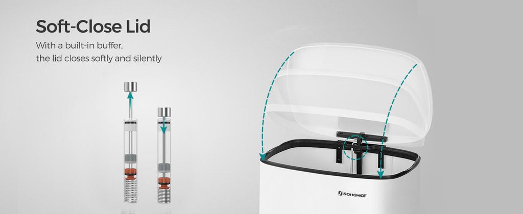 SONGMICS Stainless Steel Rubbish Bin - White (50L)