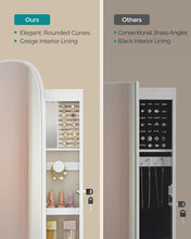 Load image into Gallery viewer, SONGMICS LED Jewelry Cabinet Wall or Door Mounted Mirror - White Surface with Greige Lining