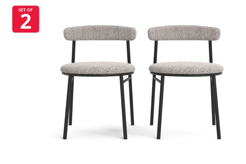 Set of 2 Brosa Lancel Dining Chairs (Pebbled Sand Boucle)