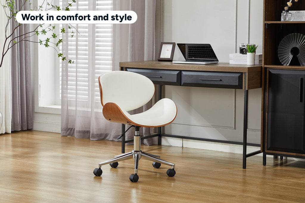 Ergolux Bentwood Office Chair (White/Walnut)