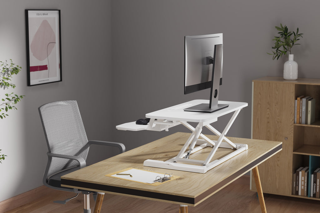 Ergolux Pro Height Adjustable Sit Stand Desk Riser 80cm (White)