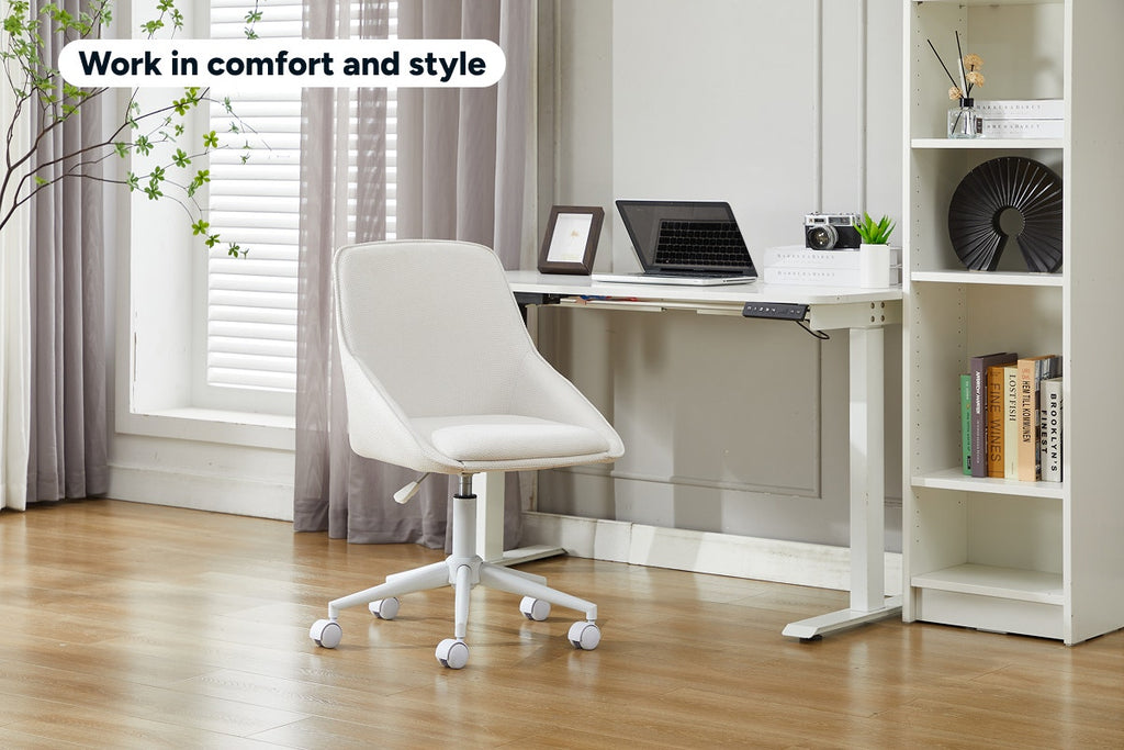 Ergolux Daisy Linen Office Chair (Beige/White)