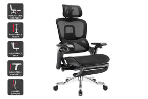 Ergolux Elite Ergonomic Mesh Office Chair with Footrest (Black)
