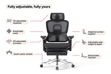 Load image into Gallery viewer, Ergolux Elite Ergonomic Mesh Office Chair with Footrest (Black)