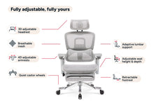 Load image into Gallery viewer, Ergolux Elite Ergonomic Mesh Office Chair with Footrest (Grey)