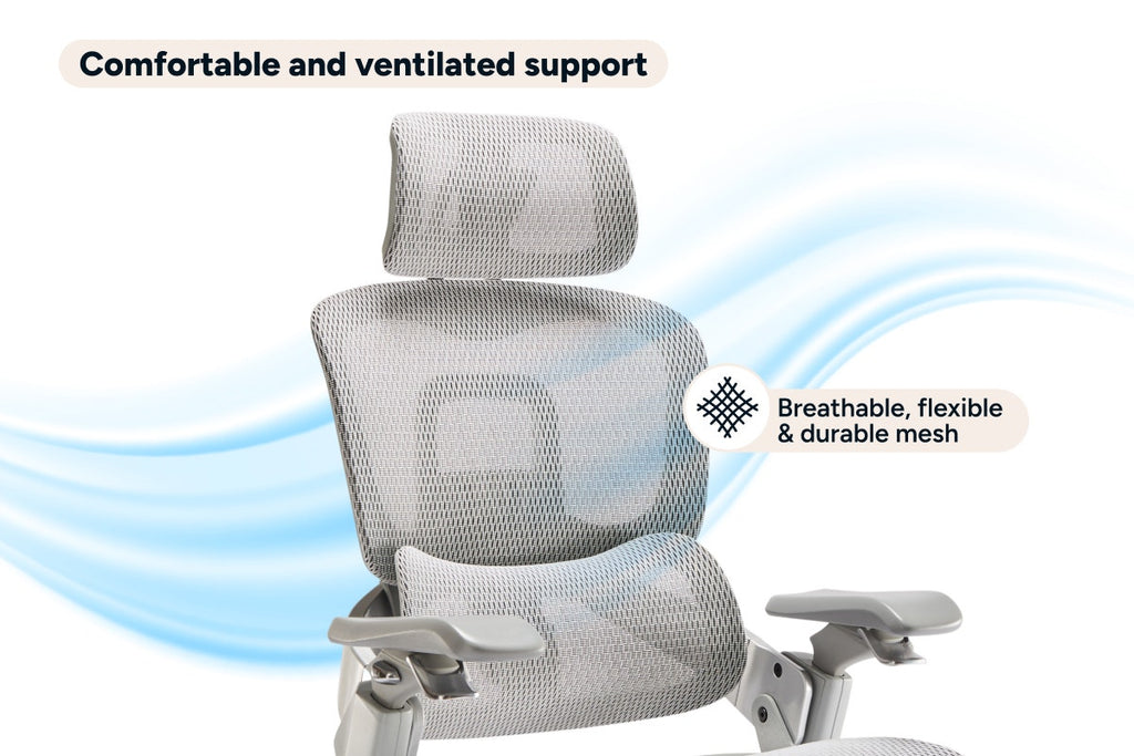Ergolux Elite Ergonomic Mesh Office Chair with Footrest (Grey)