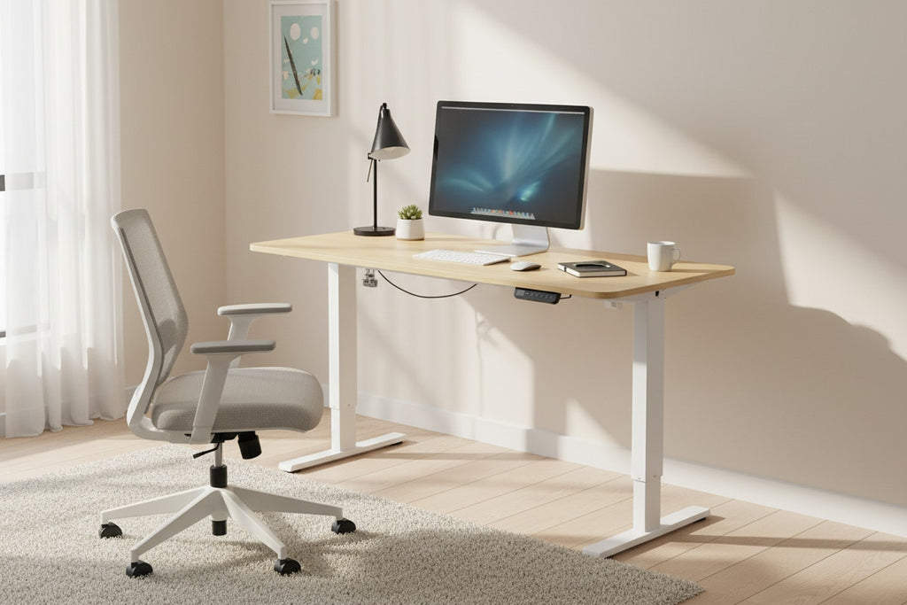Ergolux Electric Standing Desk 120 x 60cm (Oak/White)