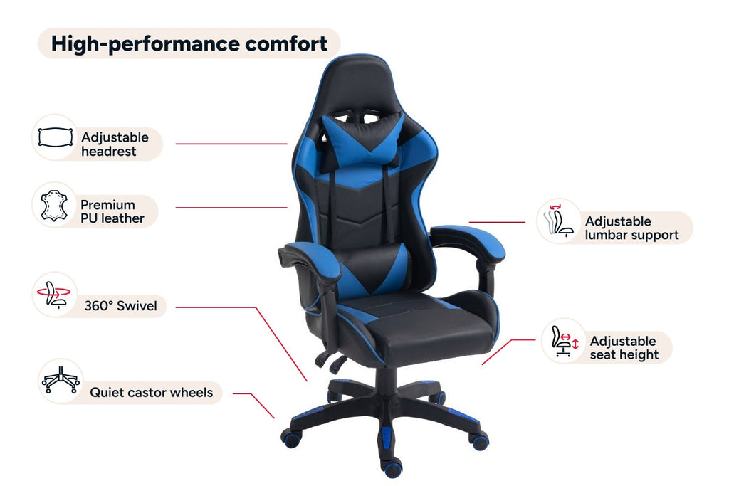Ergolux Hyper Gaming Office Chair (Black/Blue)