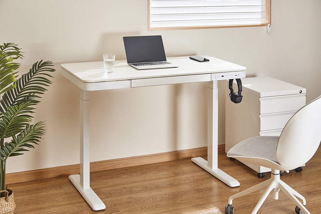 Ergolux Sorrento Electric Standing Desk with Wireless Charging 120 x 60cm (White/White)