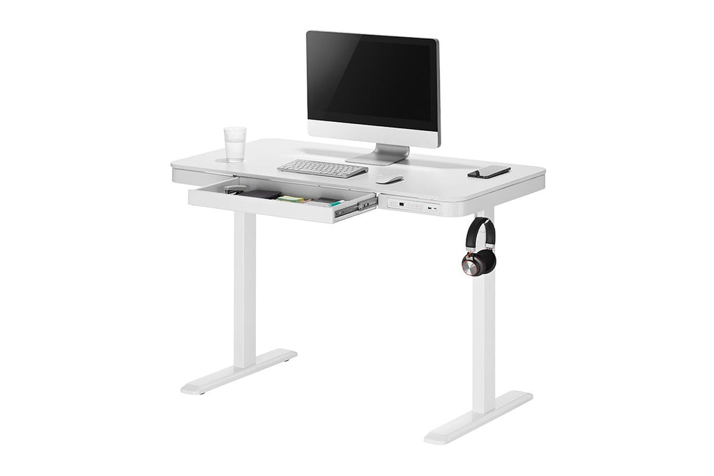 Ergolux Sorrento Electric Standing Desk with Wireless Charging 120 x 60cm (White/White)