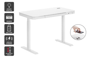 Ergolux Sorrento Electric Standing Desk with Wireless Charging 120 x 60cm (White/White)