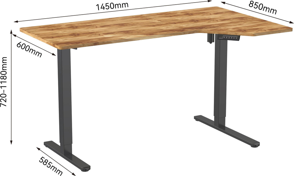 Fraser Country: 2 Stage Electric Height Adjustable Desk - Black/Rustic