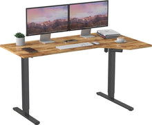Load image into Gallery viewer, Fraser Country: 2 Stage Electric Height Adjustable Desk - Black/Rustic