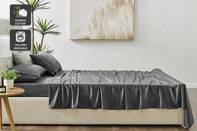 Matt Blatt Bamboo Cotton Bed Sheet Set (Charcoal, Single)