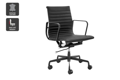 Matt Blatt Eames Replica Low Back Leather Office Chair (Black/Black)