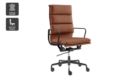 Matt Blatt Eames Replica High Back Soft Pad Leather Office Chair (Tan/Black)