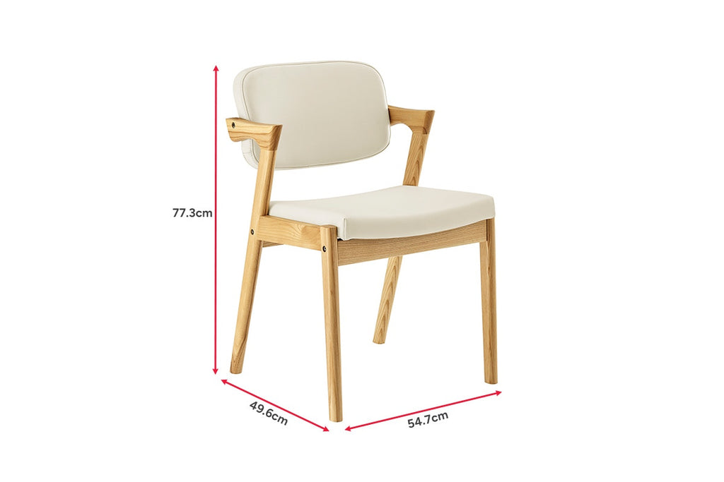 Set of 2 Matt Blatt Kai Replica Danish Dining Chairs (Cream PU/Ash)