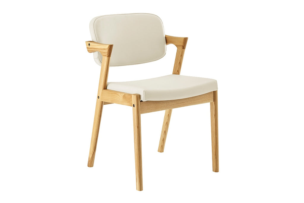 Set of 2 Matt Blatt Kai Replica Danish Dining Chairs (Cream PU/Ash)