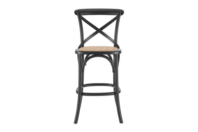 Matt Blatt Melrose Cross Back Counter Stool (Black Birch/Rattan Seat)