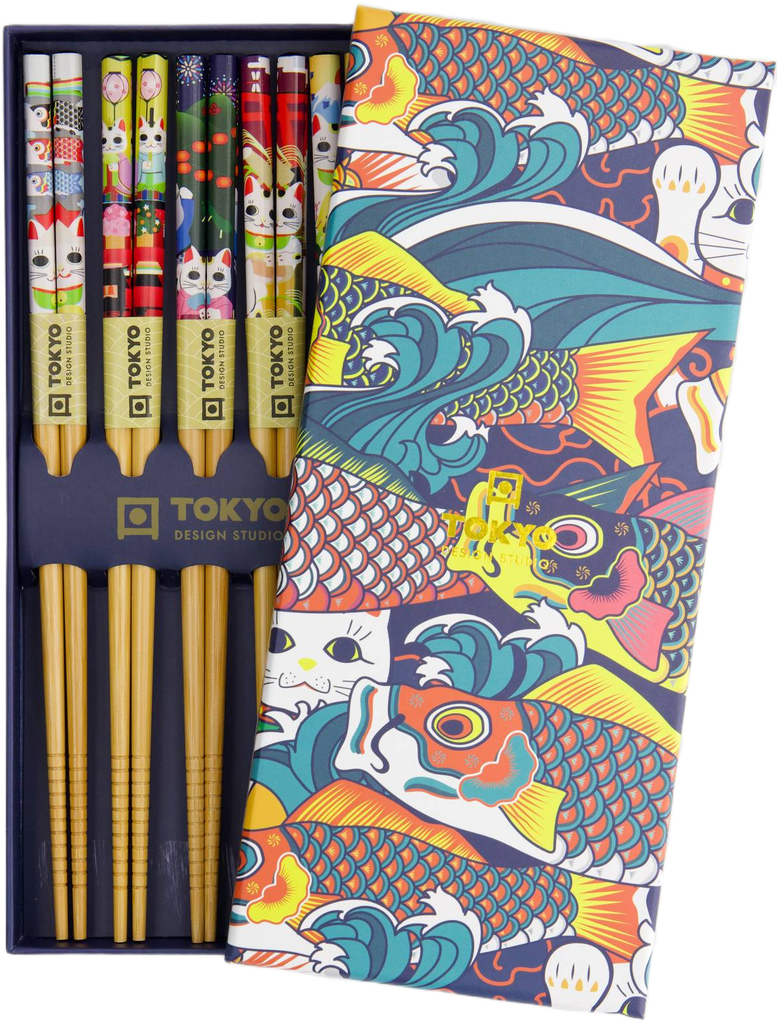 Tokyo Design Studio: Chopstick Gift Set - Lucky & Koinobori (5 Piece Set)