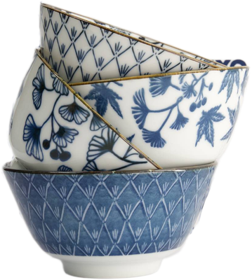 Tokyo Design Studio: Flora Japonica Rice Bowl Gift Set - Mixed (4 Piece Set - 12cm)